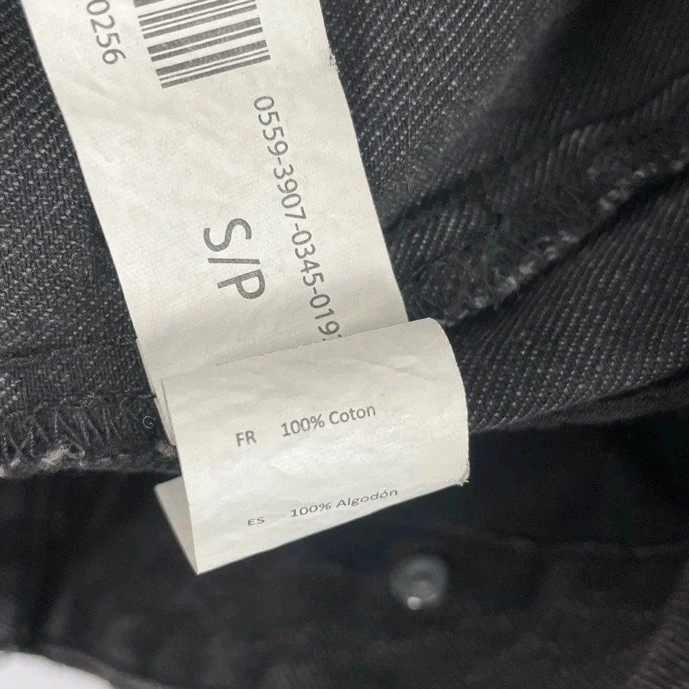 Charcoal Black Denim Jacket Oversized Size Small Distressed Grunge